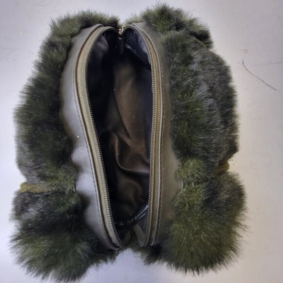 Green Fuzzy Faux Fur Rectangular Handbag - Picture 10 of 16